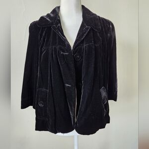 Cambridge Dry Goods Black Velvet Women's 3/4 Sleeve Jacket